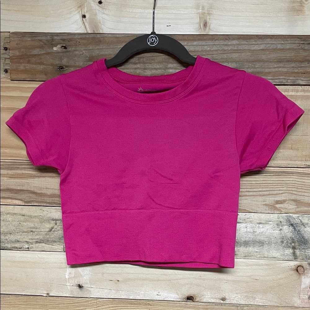 Aerie size XS Offline Fuchsia Seamless Cropped Stretchy Smooth Crewneck Top